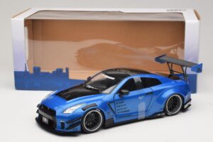 Nissan GT-R R35 Liberty Walk Work T2 Albastru Metalizat Solido 1:18 S1805801 Metal - imaginea 6 din 6