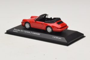 Porsche 911 964 Carrera 2 Cabriolet Roșu Minichamps 1:43 430067330 Metal - imaginea 3 din 4