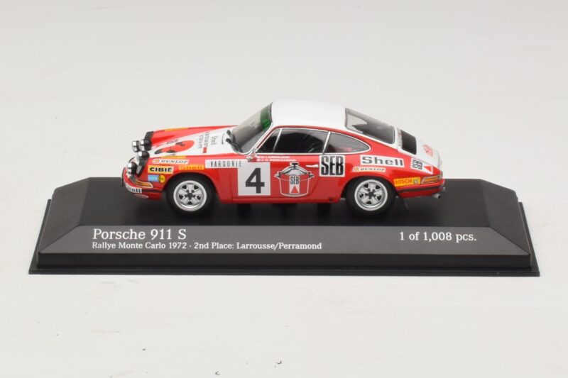 Porsche 911 S #4 G. Larrousse / J-C. Perramond 2nd Place Rally Monte Carlo 1972 Minichamps 1:43 Porsche 911 S #4 G. Larrousse / J-C. Perramond 2nd Place Rally Monte Carlo 1972 Minichamps 1:43 400726804 Metal