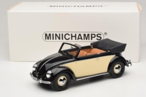 Volkswagen Beetle Cabriolet Negru Crem Minichamps 1:18 107054131 Rășină - imaginea 6 din 6