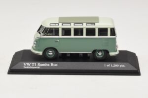 Volkswagen T1 Samba Bus Albastru Turcoaz Alb Minichamps 1:43 430052306 Metal