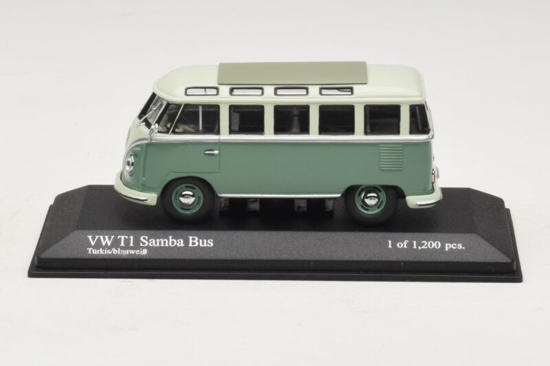 Volkswagen T1 Samba Bus Albastru Turcoaz Alb Minichamps 1:43 430052306 Metal