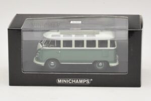 Volkswagen T1 Samba Bus Albastru Turcoaz Alb Minichamps 1:43 430052306 Metal - imaginea 4 din 4