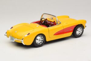 Chevrolet Corvette C1 Cabriolet Galben Roșu Bburago 1:18 3034-M2 Metal - imaginea 3 din 8