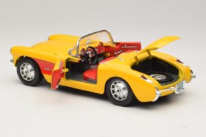 Chevrolet Corvette C1 Cabriolet Galben Roșu Bburago 1:18 3034-M2 Metal - imaginea 5 din 8