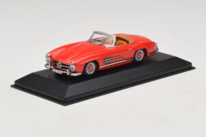 Mercedes 300 SL W198 Roșu Cu Interior Maro Minichamps 1:43 MB009 Metal - imaginea 2 din 5