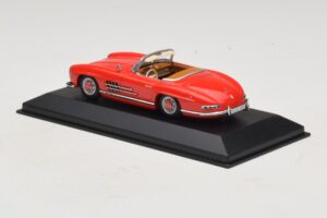 Mercedes 300 SL W198 Roșu Cu Interior Maro Minichamps 1:43 MB009 Metal - imaginea 3 din 5