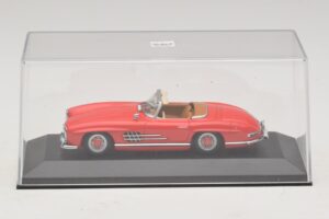 Mercedes 300 SL W198 Roșu Cu Interior Maro Minichamps 1:43 MB009 Metal - imaginea 4 din 5