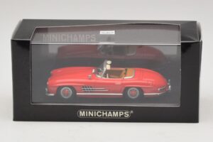 Mercedes 300 SL W198 Roșu Cu Interior Maro Minichamps 1:43 MB009 Metal - imaginea 5 din 5