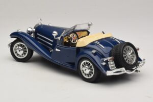 Mercedes 500K Roadster Albastru Bburago 1:20 3070 Metal - imaginea 5 din 8