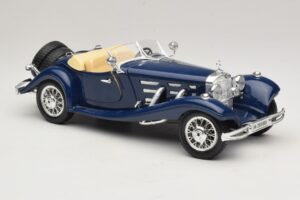 Mercedes 500K Roadster Albastru Bburago 1:20 3070 Metal - imaginea 6 din 8