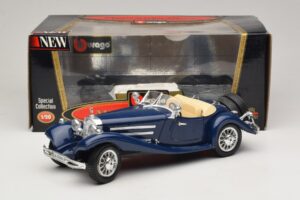Mercedes 500K Roadster Albastru Bburago 1:20 3070 Metal - imaginea 8 din 8