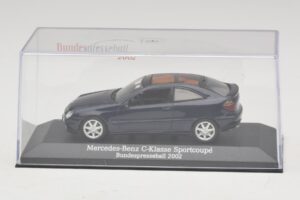 Mercedes C-Class Sportscoupe CL203 Blue Metallic Bundespressball Minichamps 1:43 MB010 Metal - imaginea 4 din 5