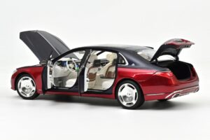 Mercedes Maybach S680 Z223 Nautical Blue & Patagonia Red Norev 1:18 183919 Metal - imaginea 2 din 2