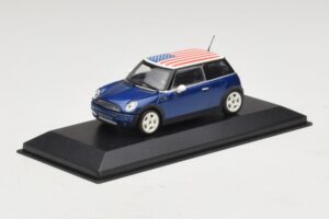 Mini Cooper S R53 Albastru Cu Steag American Minichamps 1:43 MINI014 Metal - imaginea 2 din 5