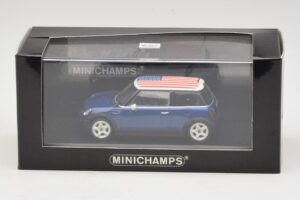 Mini Cooper S R53 Albastru Cu Steag American Minichamps 1:43 MINI014 Metal - imaginea 5 din 5