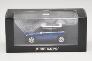 Mini Cooper S R53 Albastru Închis Cu Acoperiș Panoramic Minichamps 1:43 MINI021 Metal - imaginea 4 din 4