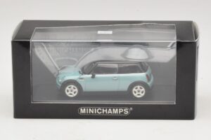 Mini Cooper S R53 Albastru Deschis Metalizat Cu Acoperiș Negru Minichamps 1:43 MINI030 Metal - imaginea 4 din 4