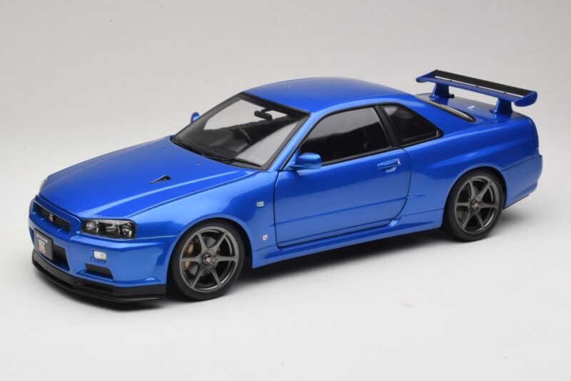 Nissan Skyline GT-R R34 V-Spec II Albastru Metalizat OEM Jante KK-Scale 1:12 KKDC120211-1 Metal