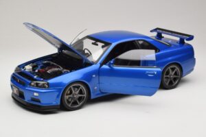 Nissan Skyline GT-R R34 V-Spec II Albastru Metalizat OEM Jante KK-Scale 1:12 KKDC120211-1 Metal - imaginea 2 din 8