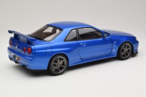 Nissan Skyline GT-R R34 V-Spec II Albastru Metalizat OEM Jante KK-Scale 1:12 KKDC120211-1 Metal - imaginea 3 din 8