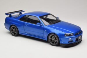 Nissan Skyline GT-R R34 V-Spec II Albastru Metalizat OEM Jante KK-Scale 1:12 KKDC120211-1 Metal - imaginea 6 din 8
