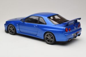 Nissan Skyline GT-R R34 V-Spec II Albastru Metalizat OEM Jante KK-Scale 1:12 KKDC120211-1 Metal - imaginea 7 din 8