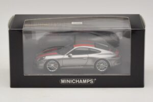 Porsche 911 991.1 R Argintiu Cu Dungi Portocalii Minichamps 1:43 410066222 Metal - imaginea 5 din 5