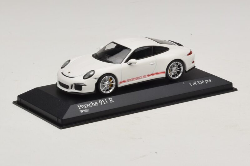 Porsche 911 991.1 R Alb Cu Dungi Roșii Minichamps 1:43 410066220 Metal