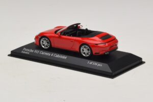 Porsche 911 991.2 Carrera 4 Cabriolet Roșu Minichamps 1:43 410067230 Metal - imaginea 3 din 5
